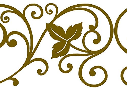 Dundee Deco MGAZB6003A Damast Goldene Ranken, selbstklebend, Spiegel, Fenster, Tapeten Bordüre, Rolle 10 m x 10 cm