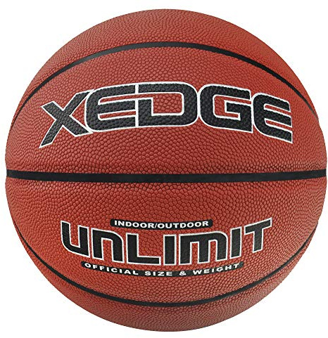 XEDGE Basketball Size 5/6/7 Composite Leather Street Basketball Indoor Outdoor Game Ball with Needle,Pump and Carry Bag (red, Size 5)