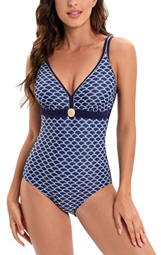 AOQUSSQOA Damen Badeanzüge Monokini Rückenfrei Bademode Swimsuit für Damen Einteiler Badeanzug(Squama, L)