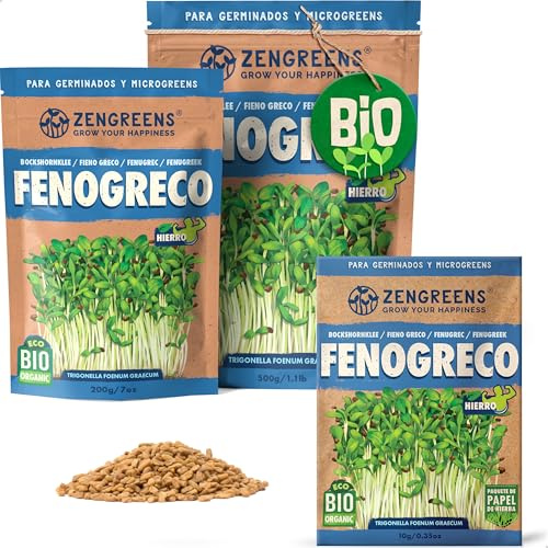 ZenGreens® - EKO Bockhornsklöver Frön - Välj mellan 10, 200g och 500g - Bockhornsklöver Frön med en grobarhet på över 97 procent - Groddar av Bockhornsklöver Frön - Microgreens