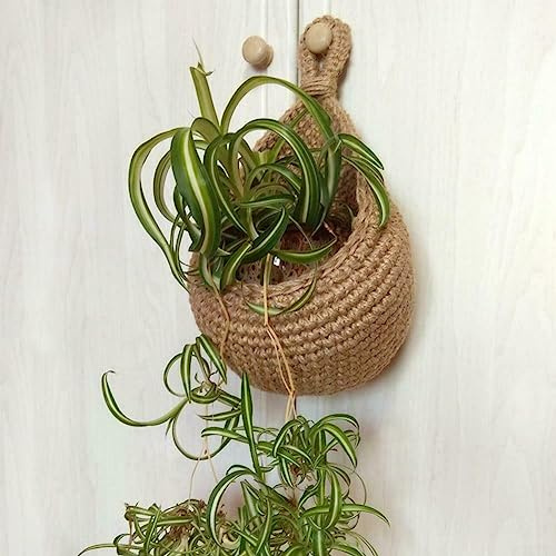 Cesto da appendere, da appendere alla parete, per frutta e verdura, in tessuto da cucina, in iuta ecologica, in corda di cotone, D 21 x 21 x 23 cm