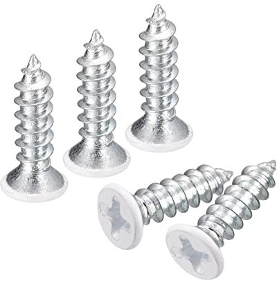 QUARKZMAN ST4x15mm Tornillos Autorroscantes, 25uds Tornillos Autoperforantes de Plana Cabeza Phillips, Madera Tornillos Blanco para Carpintería