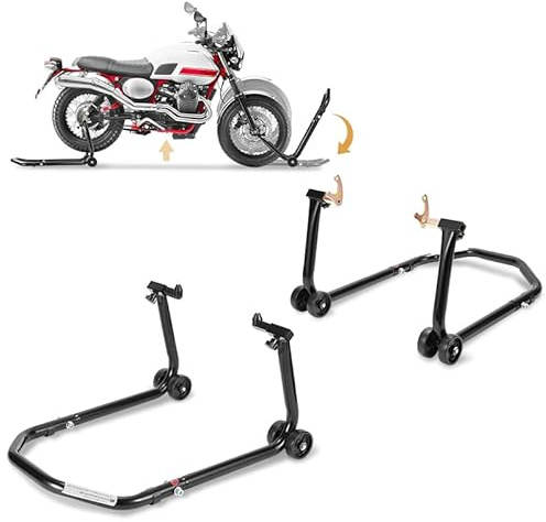 Herrselsam Motorcykellyftare, monteringsställ, motorcykel, motorcykelstativ, motorcykel, lyftare, breddjusterbar, underhåll/monteringsarbete för motorcyklar upp till 300 kg (1 par svart)