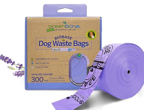 Greenbone BioBase Pull and Go Poop Bags 300 Bag Roll Lavender Scent For Home or Yard Box Dispenser