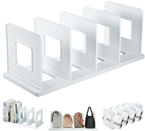 Elezeal Adjustable Book Holders, Heavy Duty File Rack, Free Adjustment Durable Bookend Book Ends for Shelves, Large Capacity File Sorter Organiser Handbag Clutch Bag Divider for School, Home, Office
