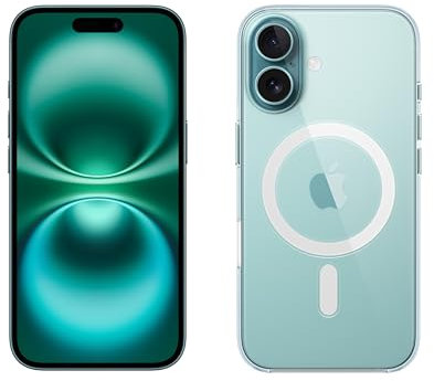 Apple iPhone 16 (256 GB) - Turquesa + Funda Transparente con MagSafe
