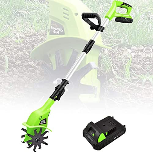 sjdoPulse 4000Mah Electric Tiller Cultivator/Rotavator,Electric Cordless Hand Tiller Soil Cultivator,Gardening Tool Cultivation Machine For Allotment, Lawn, Garden