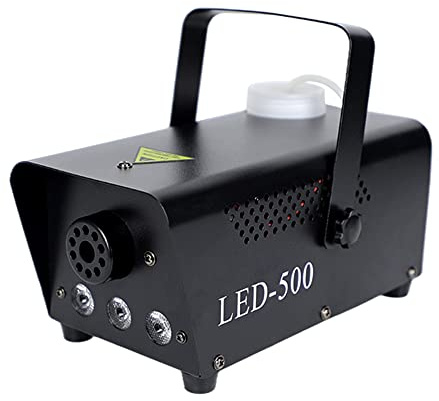 Mini máquina de humo de 500 W, con mando a distancia y efecto de luz RGB, portátil, para Halloween, Navidad, boda, DJ, discoteca, fiesta (color negro)