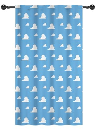 YONGFOTO 107x160cm Cortinas filtrantes de luz para Dormitorio Infantil Cielo Azul Nubes Blancas Bolsillo para Barra Cortinas para Vivero Jardín de Infancia 1 Panel