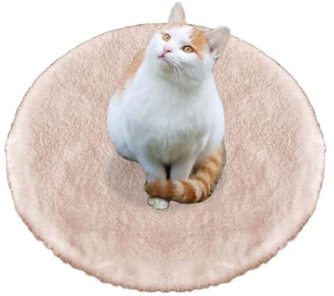 ping bu Coussin doux pour chat et chien, matelas rond en peluche apaisante, lavable et chaud, tapis de cage pour chiens et chats (E, 30 cm)