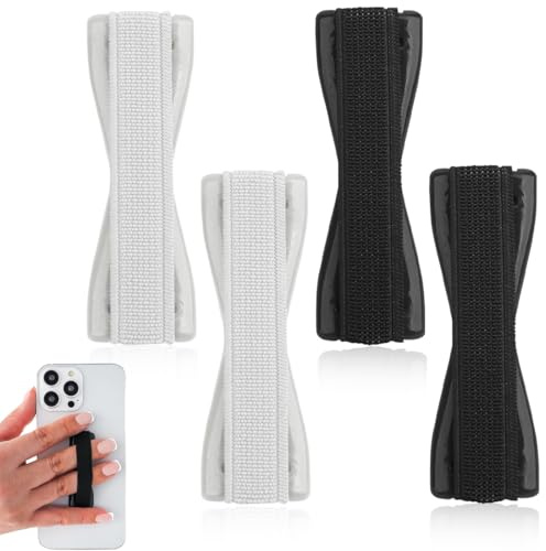 LOMSUXA Juego de 4 soportes para dedos para smartphone, autoadhesivos, para teléfono con soportes elásticos que se adaptan a todos los teléfonos móviles