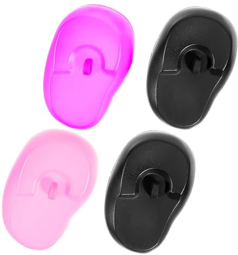 Hohopeti Oídos para Tinte de Cabello de Silicona, 4 Piezas Multicolor (rosado, Morado, Negro), Orejeras Reutilizables para Peluquería y Ducha, Protección Auditiva Práctica para Teñir