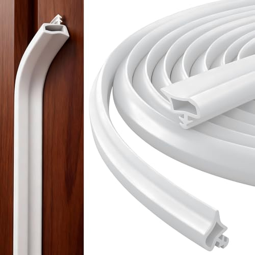 TranRantic 10M Joint de Porte Entree Bruit | Joint de Porte Caoutchouc Contre Poussière pour Espace de 2,5 à 3,5 mm, Join de Bande pour Portes Fenêtres(Blanc)
