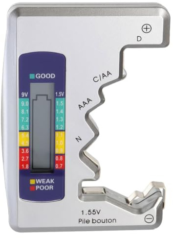 Batteritestare digital batteritestare med LCD-skärm – för testning av laddningsstatus, universell batteritestare digital checker för AA, AAA, C, D, 9 V, 1,5 V knappcellsbatteri