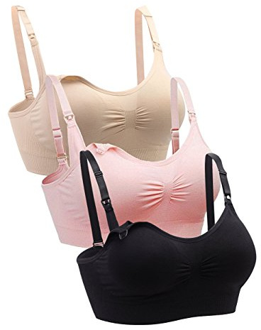 Cimary Soutien-Gorge de maternité sans Couture pour Femmes (Lot de 4) (M/L, 3PACK(Black+Beige+Pink)