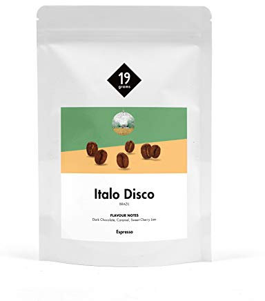Italo Disco Espresso | 250g ganze Bohne | fair und nachhaltig | frisch geröstet | 100% Arabica Kaffeebohnen | specialty coffee | 19grams Kaffeerösterei