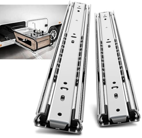 AOLISHENG Glissiere Pour Tiroir Charge Lourde 400 mm Pour Camping Car & Van Latéral Coulisse de Tiroir Sortie Totale Rail Coulissant Glissière a Bille Charge max 68 kg 1 Paire(2 pièces)