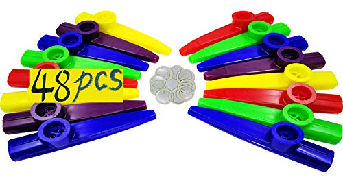 Fartime 48Pcs Plastic Kazoos With 40Pcs Kazoo Flute Diaphragms,Musical Instruments,Good Gift for Kids,A Good Companion for Ukulele, Violin, Guitar,Piano Keyboard.
