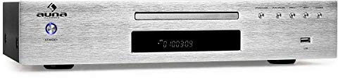 Auna AV2-CD509 HiFi CD Player - Hifi System, CD-Player, USB, Digital/Analogue Outputs, Brushed Stainless Steel, LCD, Remote Control, Silver