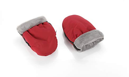 Manoplas Carro Bebe de Invierno Guantes para carrito Impermeables con Forro Polar Interior y Material Resistente Accesorio Universal para Cochecito de paseo Silla de Ruedas y Andadores (Rojo/Gris)