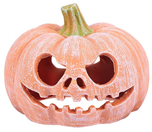 iplusmile Pumpkin Cave Resin Reptile Hideout Terrarium Decoration for Crested Gecko Habitat Pumpkin Reptile Ornament Hide Cave for Small Lizards and Amphibians