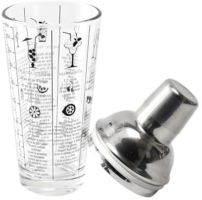 COOK CONCEPT - KV7351 - Shaker en Verre Avec Recette 450 ml Art de la Table Boisson Apéro, Cocktail, Bière, Jus, Apéritif, Alcool, Liqueur