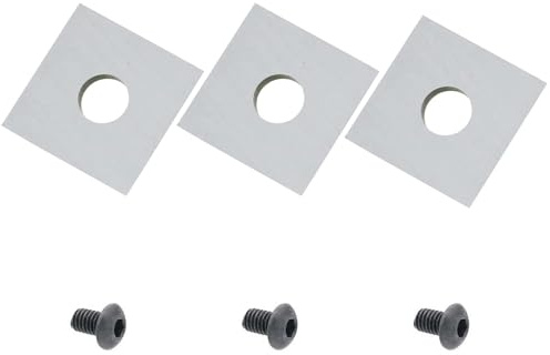 Sinoprotools 3 Pack Planer Knives with 3 Screws,YG6X/K10 Spoilboard Surfacing&Rabbeting Carbide Replaceable Inserts,Plain Milling Cutter Blades Replacement,HRA92 10.5x10.5x1.5mm (3pcs)
