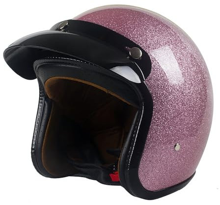 EBAYIN Motorradhelm Jethelm Retro Jethelm DOT ECE-Zertifiziert Herren Damen 3/4 Jethelm Vintage Rollerhelm Pilotenhelm Rollerhelm(Pink,L=(59~60cm))