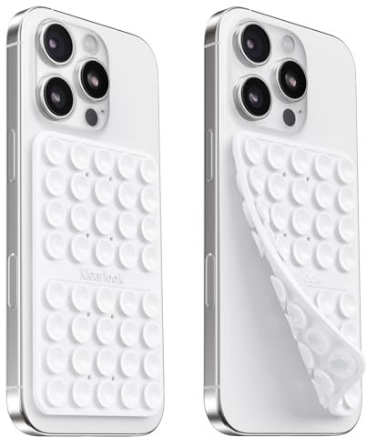2PCS Silicone Suction Cup Phone Case Mount Double Sided - Klearlook Silicon Sticky Phone Grip with Higher Suction Power,Suction Pad Hands-Free Smartphone Accessories Holder for Selfies & Videos,White