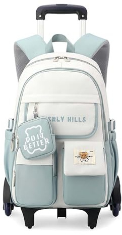 Yumenam Cartable a Roulette Fille,Cartable Fille Primaire de Grande Capacité, Sacs Scolaires Filles Imperméable Durable pour Enfants Fille