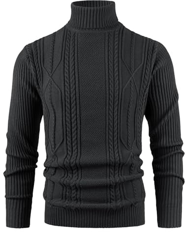 Btmpmcs Jersey para Hombre Otoño Invierno con Cuello Alto JerséIs Suéter De Punto Clásico Negocios Cálido Grueso Jersey Sudadera Delgado de Manga Larga Informal Sweater Básico Color Sólido
