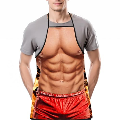 KUMSODE Tablier BBQ pour homme, nouveauté de cuisine, tablier sexy, amusant, pour homme, cadeau pour fête, cosplay, grille, cadeau de Saint-Valentin