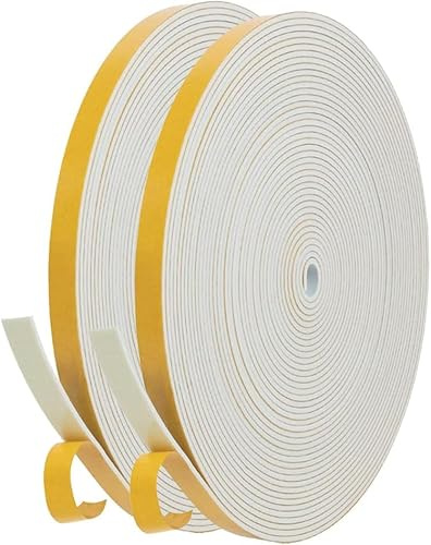 Dichtband Selbstklebend Gummidichtung für Türen Fenster, 6mm(B) x1.5mm(D)/20m(L) Geschlossenzelliges Dichtungsband mit hoher Dichte, für Anti Kälte-Wind Lärm und Kollision (Weiß)
