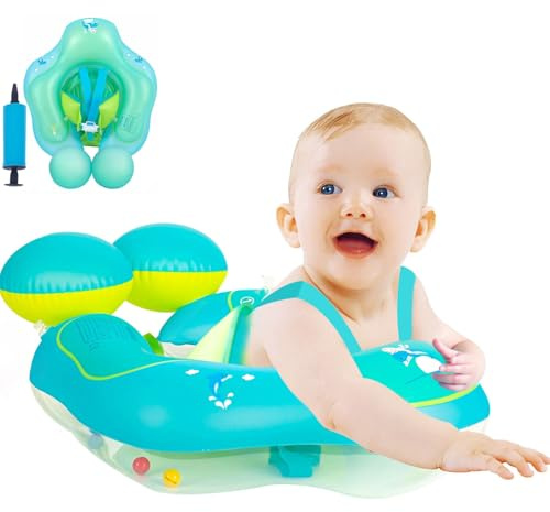 Inflatable Baby Swimming Float 0-6 Months Baby Pool Float 6-12 Months Infant Toddler Swimming Float Newborn Baby Swim Float Swimming Ring for Baby 6-12-36 (Blue, S (3-12 Months))