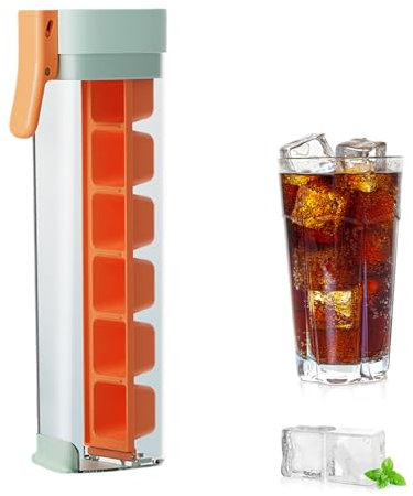 Moule à glaçons, Moules à glaçons innovants à utiliser à la main, Machine à Glaçons 6 Carrés Type, Durables et passent au lave-vaisselle, Pour Bouillie pour Bébé, Café, Cocktail, Couleur orange