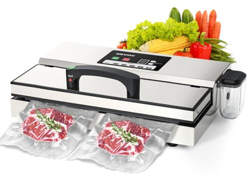 Wevac Macchina sigillatrice sottovuoto per alimenti da 95 kPa, 550 W, potente funzionamento con una mano, 12 in 1, sigillatrice per alimenti con serbatoio di liquido per uso commerciale o domestico