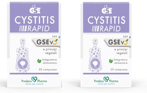 Prodeco Pharma GSE CYSTITIS Rapid 60 Compresse - Integratore Alimentare a base di Estratto di Semi di Pompelmo (GSEvo®), Uva ursina, Erica, Pilosella e Ononide - 2 Confezioni da 30 Compresse