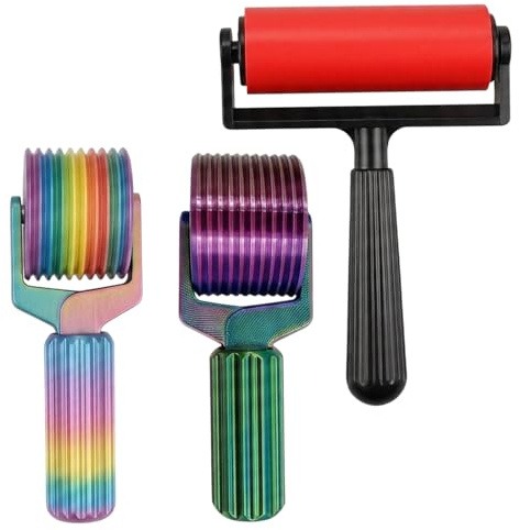 3 PCS Diamond Art Roller Tool, Diamond Art Accessories for Crafting Projects, 3D Printed Diamond Painting Tools with Colorful Rollers and Red Wheel, Suitable for DIY Enthusiasts and Home Decoration