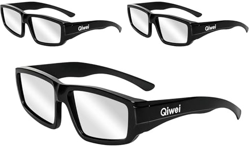 QIWEI Gafas Eclipse Solar Homologadas ISO 12312-2 Montura Plástico Pack 3