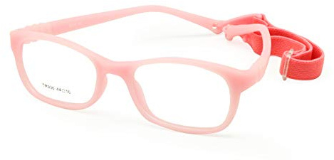 EnzoDate Flexible Lunettes de vue pour enfants taille 44/16 TR90 enfants Lunettes, sans vis, incassable Safe Light Boys Girls Optical Glasses (Rose)