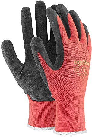 Ogrifox OX-Lateks_CB9 Latexhandskar, skyddshandskar, arbetshandskar, röd-svart, storlek 9, 240 par