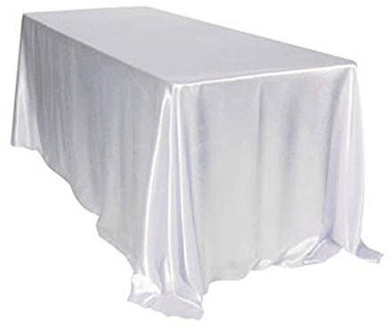 TINWARM Rettangolare Tovaglia in Raso per la Decorazione di Matrimonio/Compleanno/Battesimo del Bambino/Eventi 228 * 335CM - Bianco