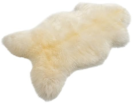 Decorating Sheepskins Premium Merino Schaffell Echt Groß, geruchlos, Lammfell Echt Weiß 110-120 cm, Fell für Stuhl, Alternative zu Kunstfell, weich und flauschig, Lammfell Teppich für das Sofa