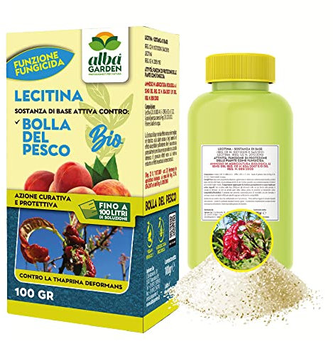 Albagarden - Effetto Fungicida Piante Per Bolla Del Pesco Per Agricoltura Biologica - Lecitina Funghicida Naturale Per Trattamento di Oidio Peronospora Alternaria - Polvere Solubile X 100 gr