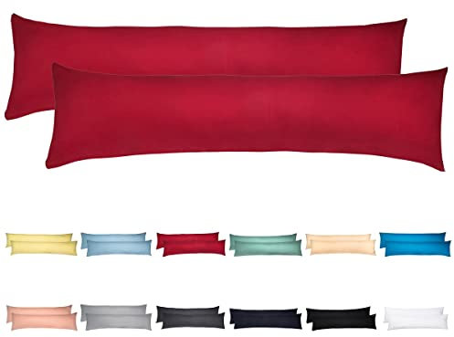 Livessa Seitenschläferkissen Bezug 40 x 145 (2er Set Kissenbezüge) - Kissenhülle mit Reißverschluss,%100 Baumwolle, Oeko-Tex Zertifiziert, atmungsaktiv, Kissenbezug für Seitenschläferkissen