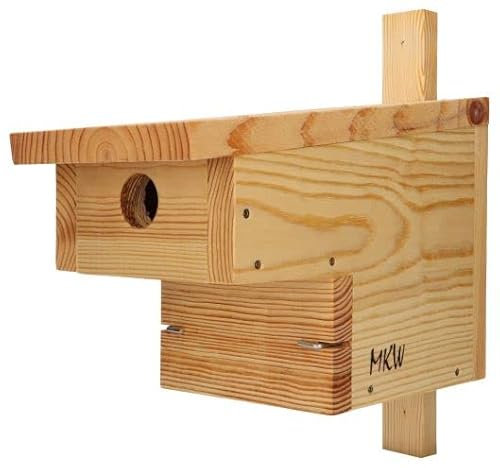 Horizontaler Nistkasten Für Vögel MKW - Stabiler nisthaus für Wildvögel und Gartenvögel - Vogelhaus aus Nadelholz - Wetterfest und langlebig für draußen mit Einflugloch
