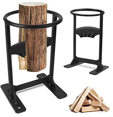 NAIZY Holzspalter Manuell Holz Spalten Tragbarer Kindling Cracker Brennholz Spalter für Anzündholz Schwarz Hackklotz zum Holzspalten Handholzspalter für Innen-Außen, Ø18cm