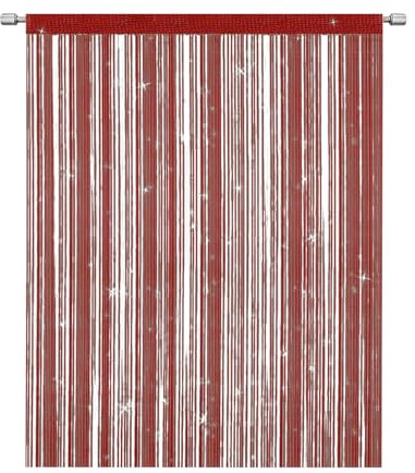SULIVES String Door Fly Screen Curtain - Elegant Divider Tassel for Home Décor, Doors and Windows - Wine Red (100x200cm)