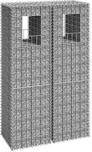 Baziroo Colonnes de gabion en fer - 40 x 40 x 140 cm - Argenté - Pour murs de soutien, clôture, patrimoine en pierre - Gabion - Brise-vue - Gabion