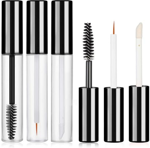 Molain Leere Mascara Flasche mit Wimpern Zauberstab, 5ML Transparente leere Lipgloss-Tuben, Wiederverwendbar Eyeliner Container Tube Tragbare Leer Mascara Behälter für DIY-Kosmetik(schwarz)